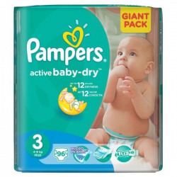 Подгузники 96 шт. Pampers актив беби миди 4-9 кг р. 3