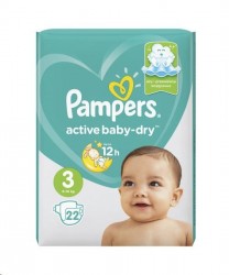 Подгузники 22 шт. Pampers Актив беби-драй миди 6-10 кг р. 3