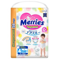 Подгузники-трусики 56 шт. Merries 9-14 кг р. l