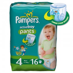 Подгузники-трусики для мальчиков 16 шт. Pampers актив бой макси 9-14 кг