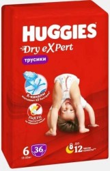 Подгузники-трусики 36 шт. Huggies Драй эксперт 15-25 кг р. 6