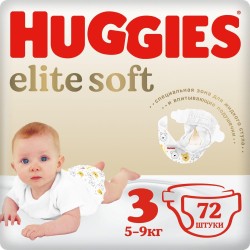 Подгузники 72 шт. Huggies элит софт 5-9 кг р. 3
