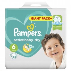 Подгузники 68 шт. Pampers актив беби драй 13-18 кг р. 6
