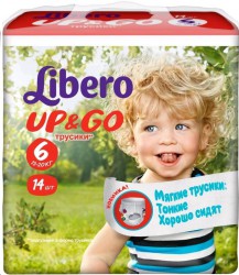 Подгузники-трусики 14 шт. Libero ап энд гоу экстра лардж 13-20 кг р. xl
