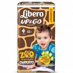 Подгузники-трусики 52 шт. Libero Зооколлекция ап энд гоу макси 7-11кг