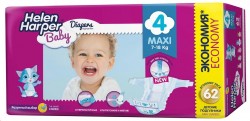 Подгузники 62 шт. Helen Harper Бэби макси 7-18 кг р. 4
