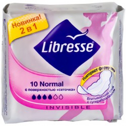 Прокладки женские Libresse инвизибл нормал драй с поверхностью сеточкой 10 шт.