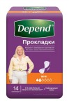 Прокладки женские, Depend (Депенд) 14 шт впитывающие мини