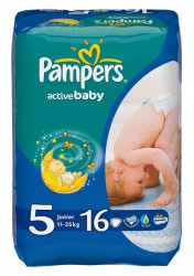 Подгузники 16 шт. Pampers актив беби джуниор 11-25 кг р. 5