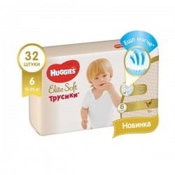 Подгузники-трусики 32 шт. Huggies элит софт 15-25 кг р. 6