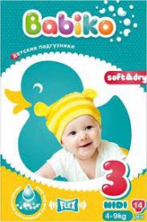 Подгузники 14 шт. Babiko миди 4-9 кг р. 3