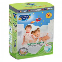 Подгузники 12 шт. Солнце и Луна Мягкая забота 11-25 кг р. 5 XL